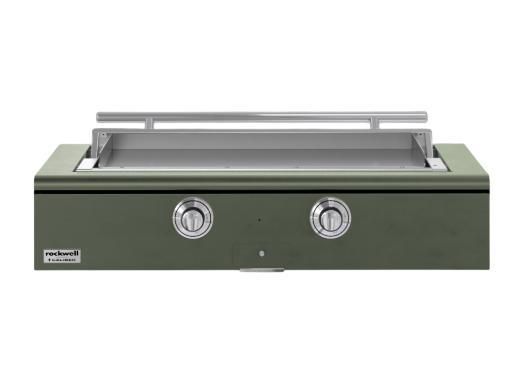Caliber™ Rockwell Social 48" Olive Built-In Natural Gas Outdoor Griddle with Polished Chrome Hardware-0