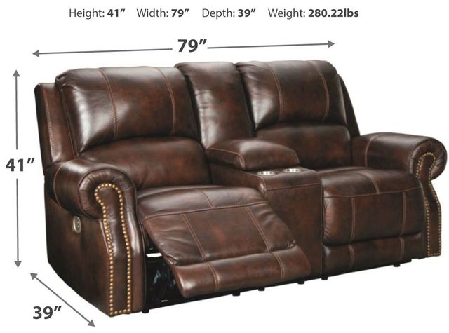 Signature Design by Ashley® Buncrana Chocolate Power Reclining Loveseat-3