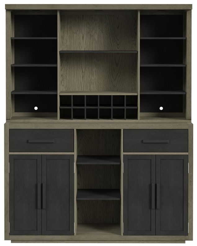 Elements International Jemma Dark Espresso/Light Gray Buffet and Hutch-2
