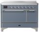 Ilve® Majestic III 48" Blue Gray Pro Style Induction Range with Solid Door and Chrome Trim-0