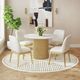 Elements International Sylvie White Faux Marble Top Dining Table with Natural Base-1