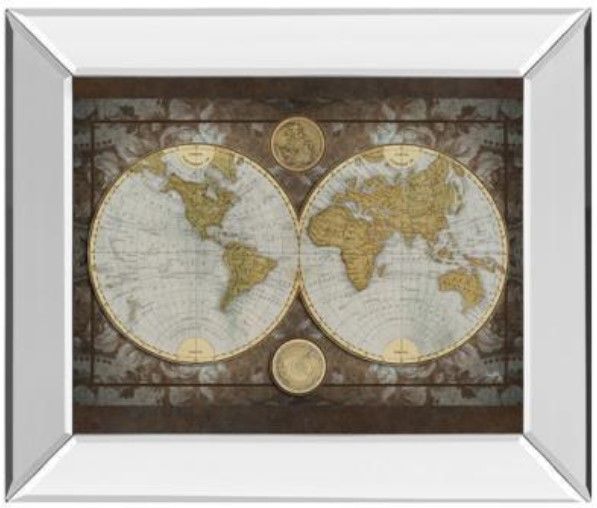 Classy Living Elizabeth Medley World Map 22" Wall Art-0