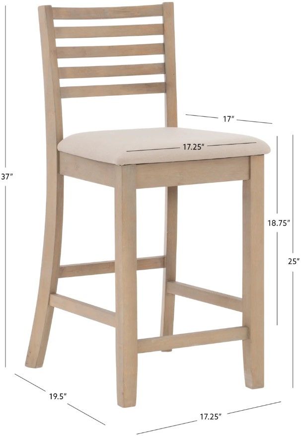 Linon Torino Gray Wash Ladder Back Counter Stool-2