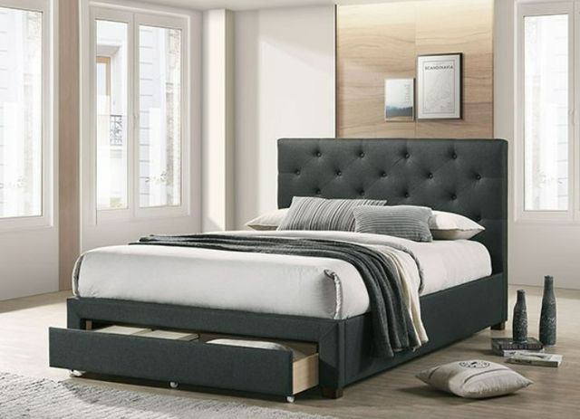Furniture of America® Sybella Dark Gray Queen Upholstered Panel Bed-3