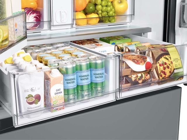 Samsung Bespoke 36 in. 30.0 Cu. Ft. Matte Gray/White Glass 3-Door French Door Refrigerator with Family Hub™-8