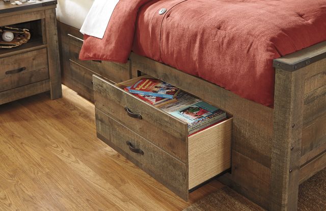 Signature Design by Ashley® Trinell Rustic Brown Youth Twin Panel Bed with 2-Drawer Storage-2