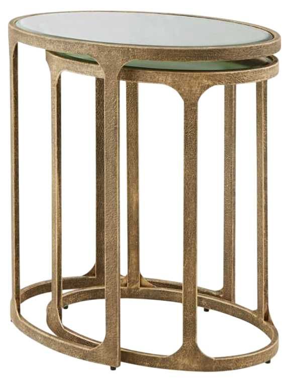 Signature Design by Ashley® Irmaleigh 2-Piece Glass Top Accent Table with Antique Gold Base-2