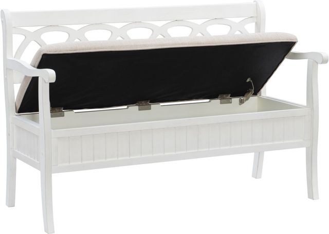 Powell® Elliana White Storage Bench-1