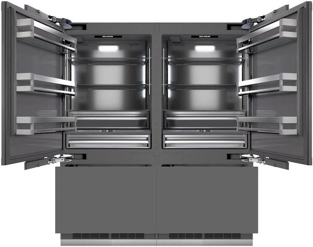 ZLINE Autograph Edition 72" 39.6 Cu. Ft. Panel Ready Built-In French Door Refrigerator with Graphite Gray Interior and Polished Gold Accents-1