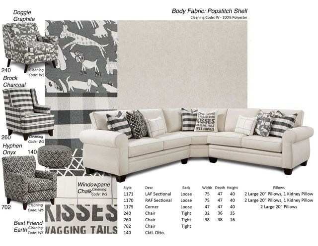Fusion Furniture Popstitch Shell Brock Charcoal Accent Chair-2