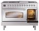 Ilve® Nostalgie II Noblesse 48'' Stainless Steel Pro Style Dual Fuel Range with Chrome Trim-4