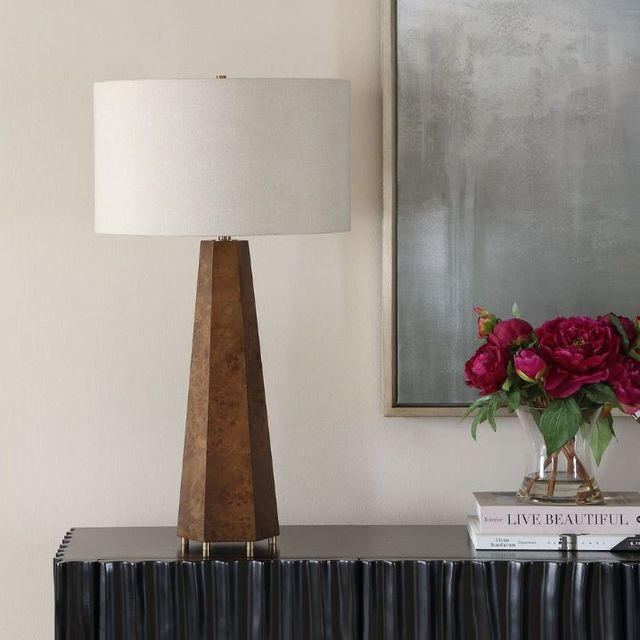 Uttermost® McCaffrey Antique Brass Tapered Burl Table Lamp-2