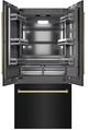 ZLINE Autograph Edition 36" 19.6 Cu. Ft. Black Stainless Steel Built In French Door Refrigerator with Graphite Gray Interior and Polished Gold Accents-1