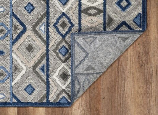 KAS Rugs Calla Blue/Gray Aztec 5'x7' Area Rug-3