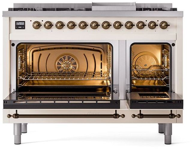Ilve® Nostalgie II Series 48" Antique White Pro Style Dual Fuel Range-3