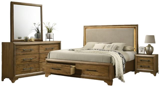 New Classic® Home Furnishings Talcott 4-Piece Honey California King Platform Storage Bedroom Set-0