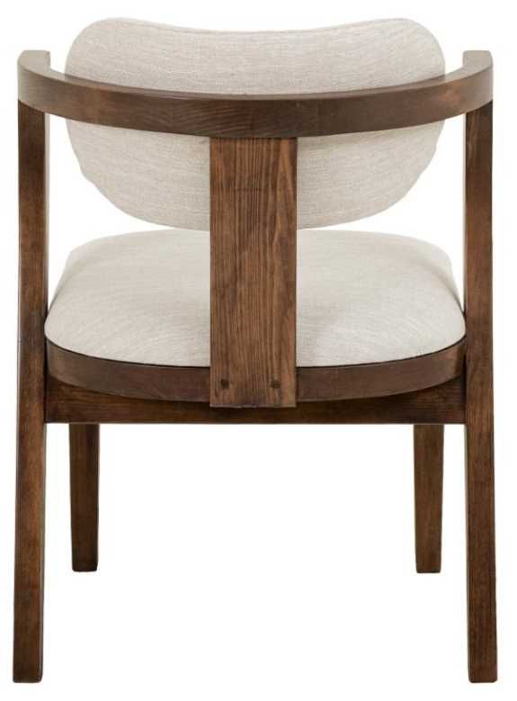 International Furniture Direct Zaphiro Lacquer Brown/White Upholstered Dining Arm Chair-4
