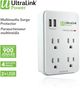 Ultralink Power White 4 Outlet 2 USB 3.1A Wall Multimedia Surge Protector-1