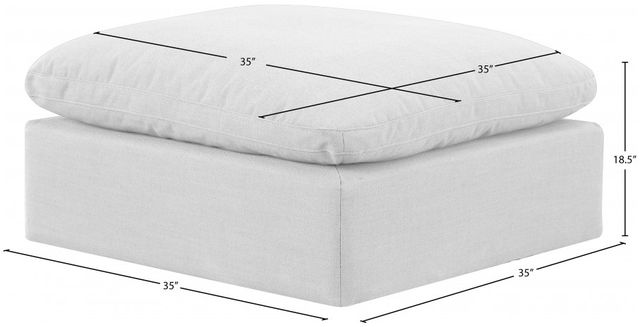 Meridian Furniture Indulge White Linen Textured Ottoman-3
