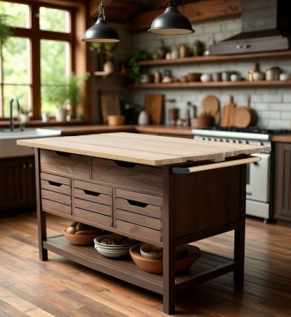 YHD Ethel Rustic Sandblast Kitchen Island-1