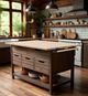 YHD Ethel Rustic Sandblast Kitchen Island-1