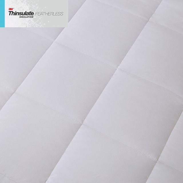 Olliix by Sleep Philosophy White King Warmer 300 Thread Count Cotton Sateen White Down Alternative 3M Thinsulate Comforter-2