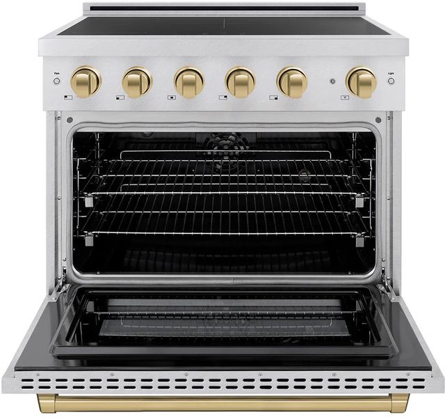 ZLINE Autograph Edition Paramount 36" Satin Stainless Steel Pro Style Induction Range with Champagne Bronze Accents-1