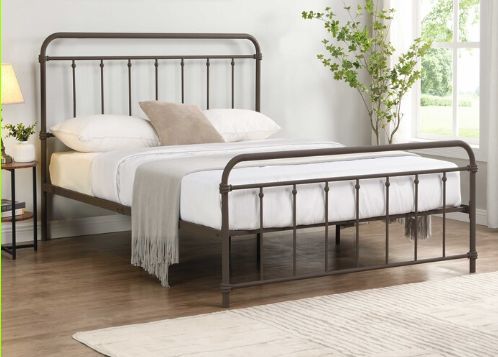 Milton Greens Stars Copper Queen Metal Farmhouse Classic Platform Bed-1