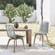 Armen Living Island 2-Piece Gray/Light Rope/Wood Outdoor Dining Arm Chair Set-2