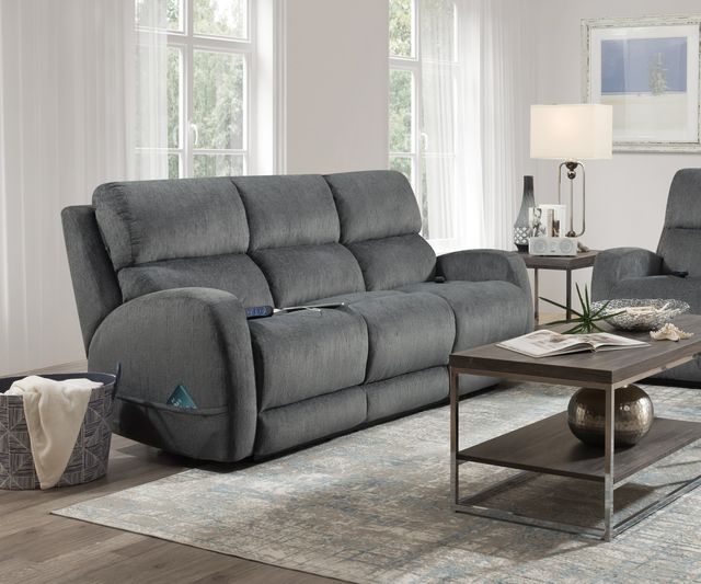 HomeStretch Custom Comfort Gray Wall-Saver Power Recliner with Side Pocket-1
