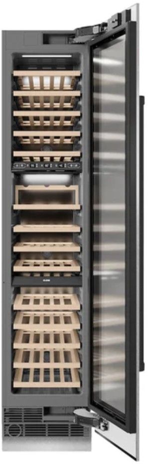 ZLINE Autograph Edition 18" 9.0 Cu. Ft. Triple Zone 68 Bottle Right Hinge Column Wine Cooler in Satin Stainless Steel with Matte Black Accents-1