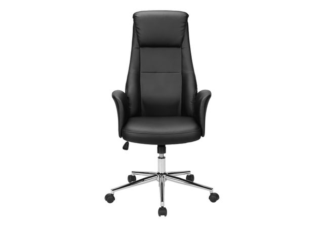 Monarch Specialties Inc. Black Leather-Look High Back Executive Office Chair with Headrest-2