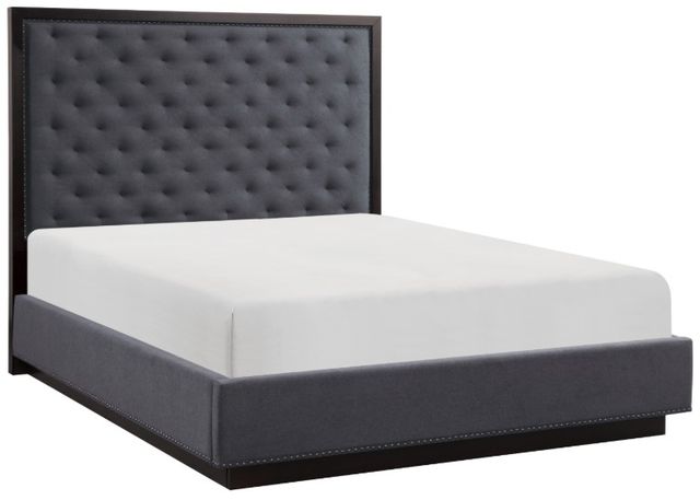 Homelegance® Larchmont Charcoal Upholstered Queen Panel Bed-0