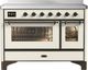 Ilve® Majestic III 48" Antique White Pro Style Induction Range with 6 Elements and Burnished Trim-0