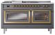 Ilve® Nostalgie II Noblesse 60'' Graphite Matte Pro Style Dual Fuel Range with Brass Trim-1