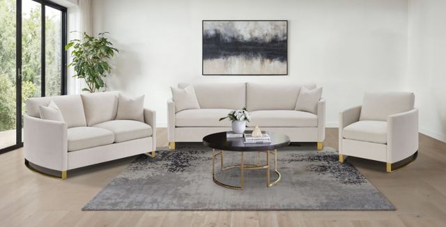 Coaster® Corliss 3-Piece Beige Upholstered Arched Arm Sofa Set-1
