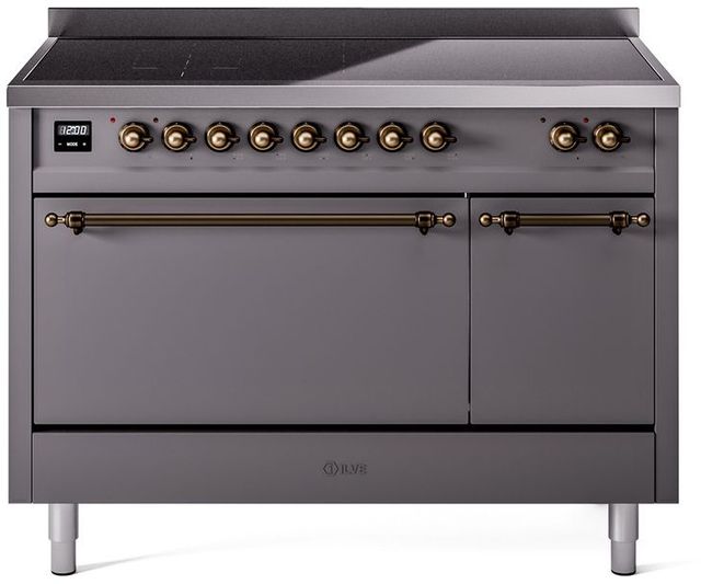 Ilve® Nostalgie II Series 48" Graphite Matte Pro Style Induction Range-0