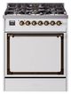 Ilve® Nostalgie II Noblesse 30'' White Pro Style Dual Fuel Range with Burnished Trim-0