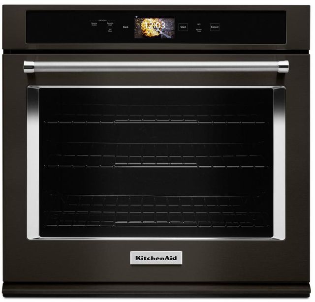 KitchenAid® 30" Black Stainless Steel with PrintShield™ Finish Smart Electric Built In Single Oven-0
