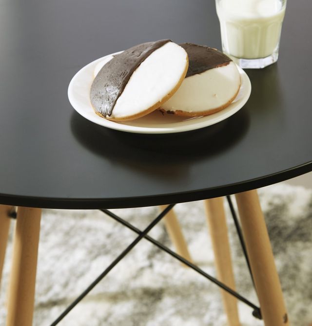 Signature Design by Ashley® Jaspeni Black Dining Table with Natural Tapper Legs-2