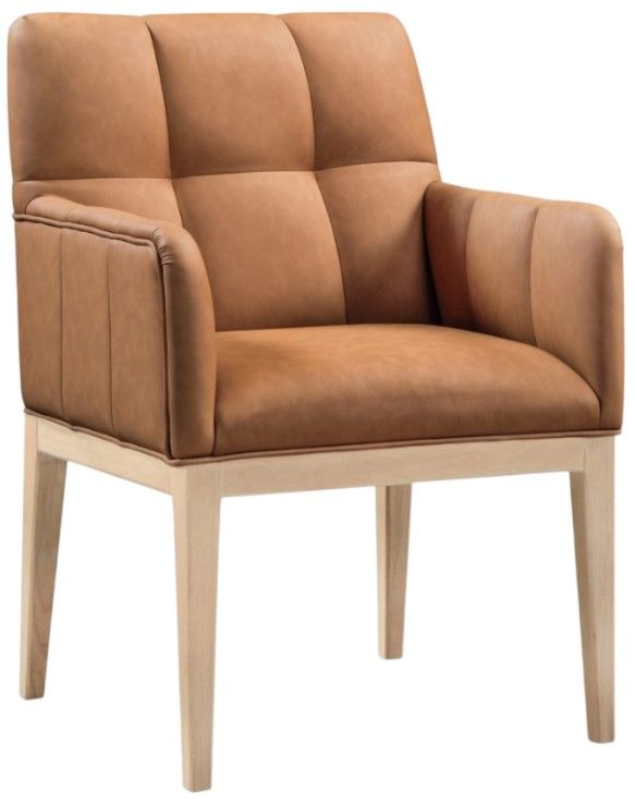 Meridian Furniture Adrian Cognac/Natural Leather Upholstered Dining Arm Chair-0