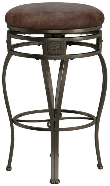 HH2 Home Montello Distressed Brown Swivel Backless Bar Stool-2