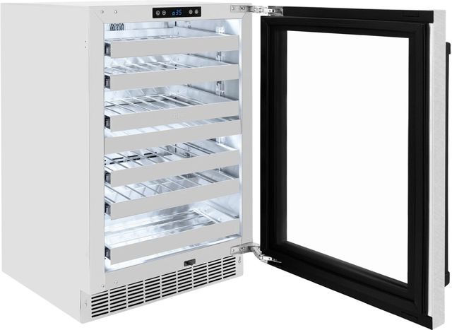 ZLINE Autograph Edition Touchstone 24" 4.8 Cu. Ft. Satin Stainless Steel Wine Cooler with Glass Door and Matte Black Handle-3