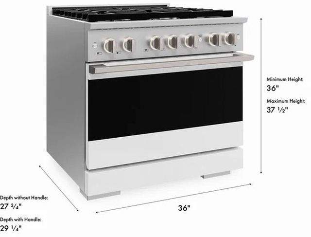 ZLINE Marino 36" Stainless Steel Pro Style Dual Fuel Range with White Matte Door-2