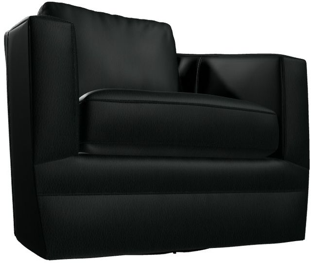 Craftmaster® Customizable CM Leather Barrel Back Swivel Glider Chair-3