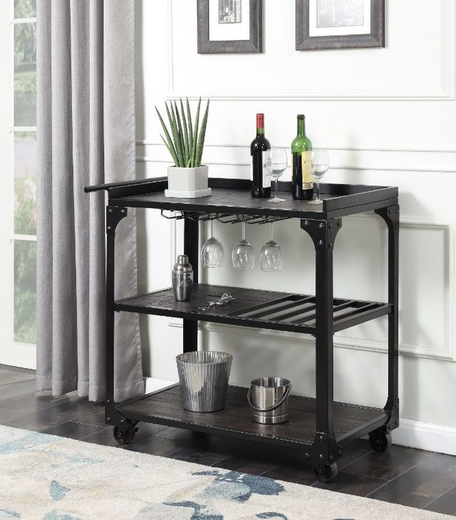 Steve Silver Co. Sherlock Antiqued Dark Charcoal Bar Cart-2