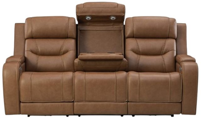 Signature Design by Ashley® Knightington Caramel Power Reclining Sofa with Audio Seating-2