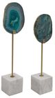 A & B Home 2-Piece Green/Gold/White Agate Decorative Statuaries Set-0