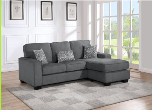 Milton Greens Stars 2-Piece Dark Gray Plushy Cushioned Flared Square Arm Sectional-2