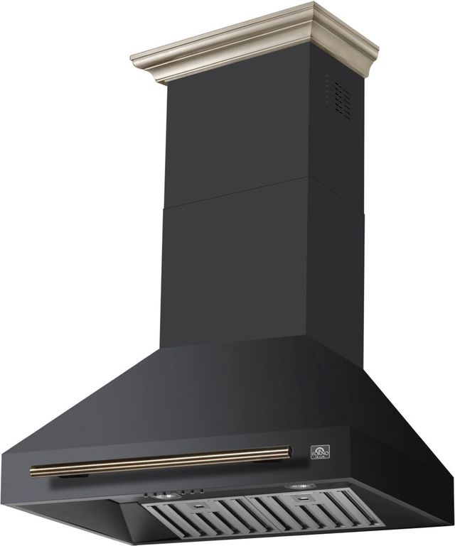 FORNO® Aria Series Alta Qualita 30" Black Wall Mounted Range Hood-3